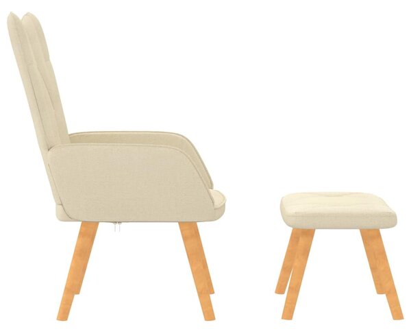 Relaxační křeslo se stoličkou krémové textil 327536