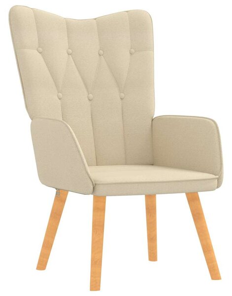 Relaxační křeslo se stoličkou krémové textil 327536