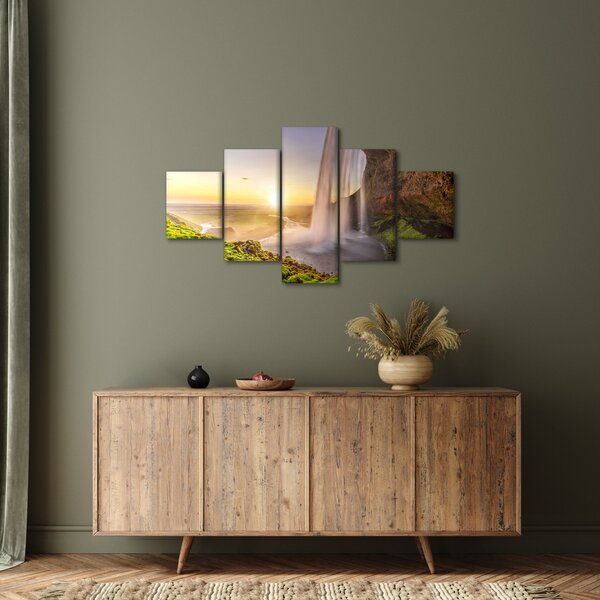 Obraz - Seljalandsfoss zpoza nitra jeskyně (125x70 cm)