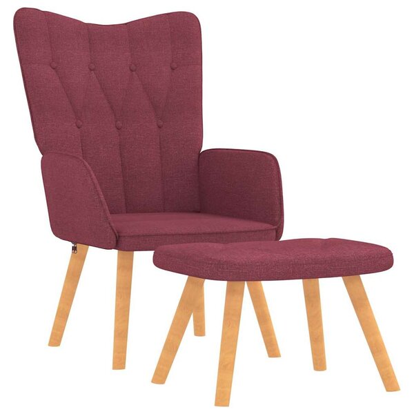 Relaxační křeslo se stoličkou vínové textil 327542
