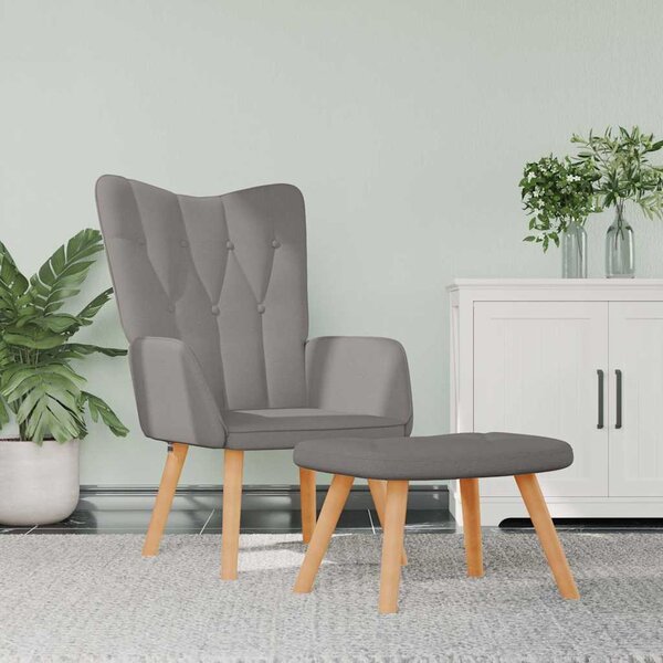 Relaxační křeslo se stoličkou taupe textil 327543