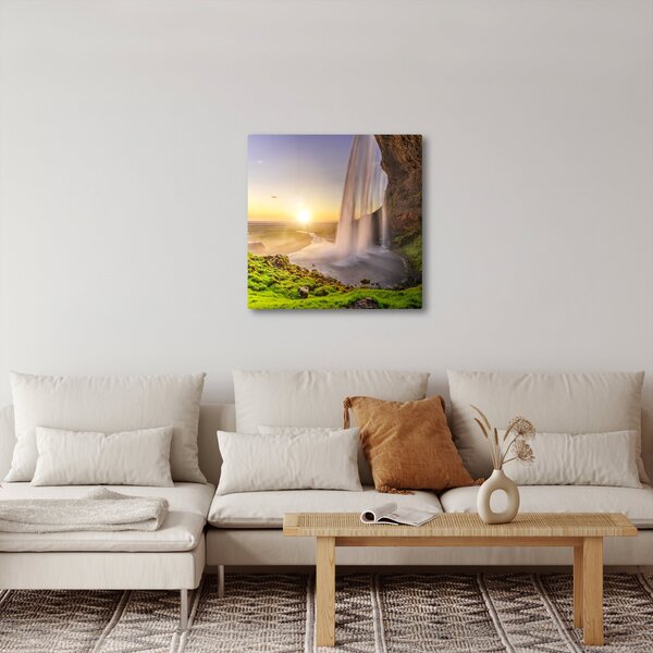 Obraz - Seljalandsfoss zpoza nitra jeskyně (30x30 cm)