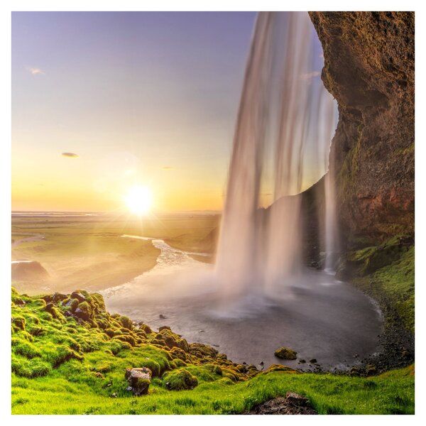 Obraz - Seljalandsfoss zpoza nitra jeskyně (30x30 cm)