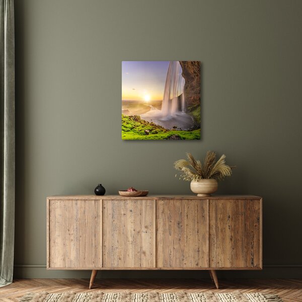 Obraz - Seljalandsfoss zpoza nitra jeskyně (30x30 cm)