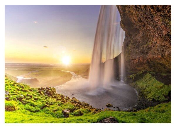 Obraz - Seljalandsfoss zpoza nitra jeskyně (70x50 cm)