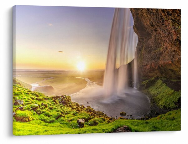 Obraz - Seljalandsfoss zpoza nitra jeskyně (70x50 cm)