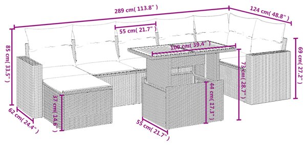 8dílná zahradní sedací souprava s poduškami černá polyratan 3275597