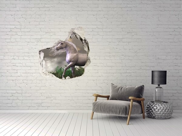 Díra 3D fototapeta nálepka Šedý jednorožec nd-p-48202053