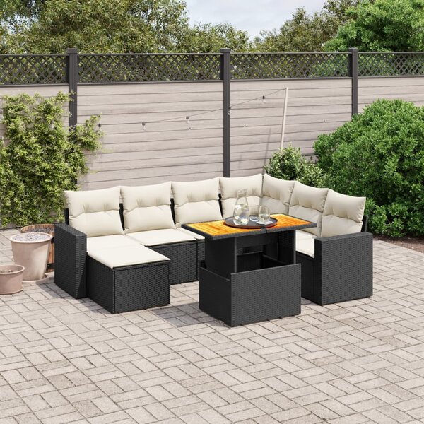 8dílná zahradní sedací souprava s poduškami černá polyratan 3275604