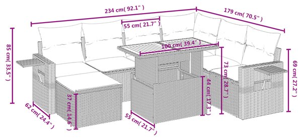 8dílná zahradní sedací souprava s poduškami béžová polyratan 3275719