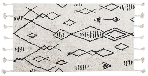 Bavlněný koberec 80 x 150 cm bílý/černý KEBIR