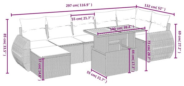 8dílná zahradní sedací souprava s poduškami černá polyratan 3275820
