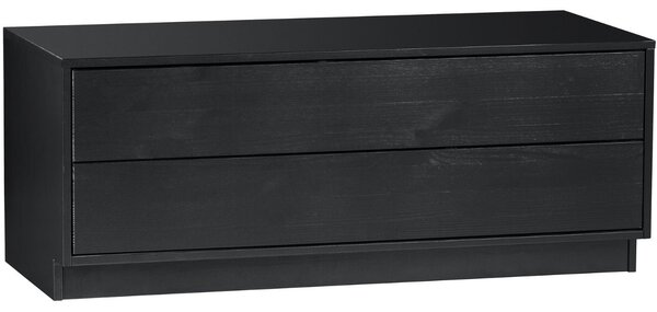 WOOOD Černý borovicový TV stolek Frederica 100 x 39,5 cm
