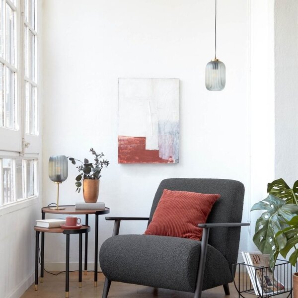 Kouřově šedé skleněné závěsné světlo Kave Home Hestia 12 cm