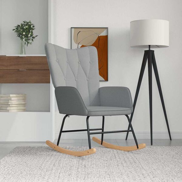 Houpací křeslo světle šedé textil 327611