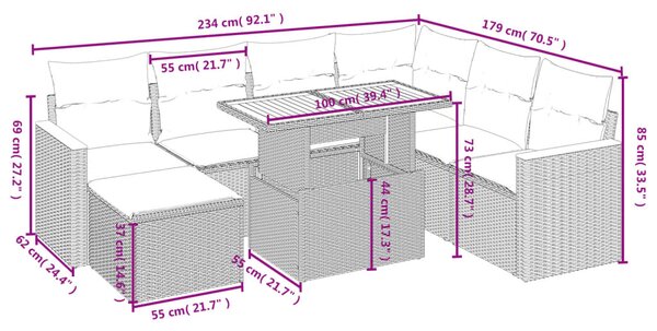 8dílná zahradní sedací souprava s poduškami béžová polyratan 3276055
