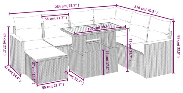 8dílná zahradní sedací souprava s poduškami černá polyratan 3276051