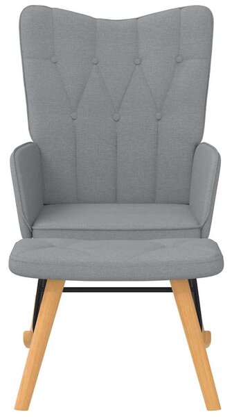 Houpací křeslo se stoličkou světle šedé textil 327622