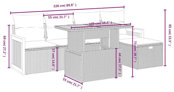 6dílná zahradní sedací souprava s poduškami černá polyratan 3276240