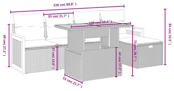 6dílná zahradní sedací souprava s poduškami béžová polyratan 3276244