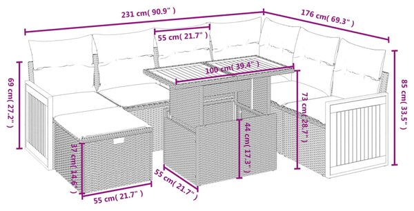 8dílná zahradní sedací souprava s poduškami černá polyratan 3276262