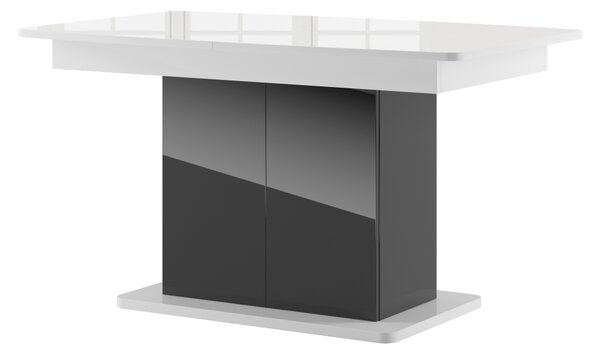Jídelní stůl rozkládací - STAR 03, 140/175/210x85, lesklá bílá/lesklá černá