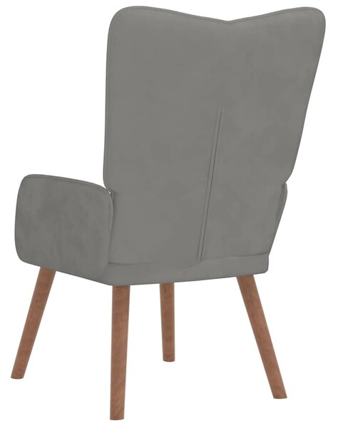 Relaxační křeslo světle šedé samet 327655