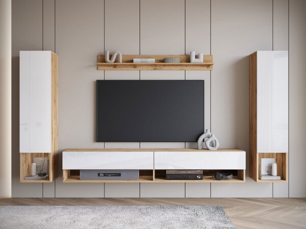 Obývací stěna Wikez II, Barva: černý grafit, Osvětlení: osvětlení LED - bílé 5903211390654