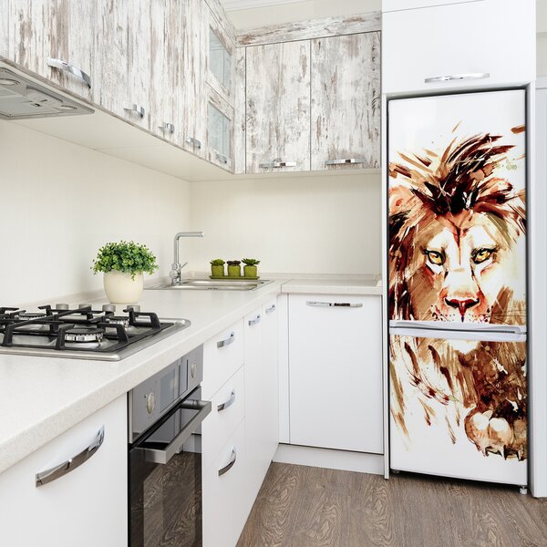 Nálepka s fotografií na ledničku Stěna lev FridgeStick-70x190-f-81733237