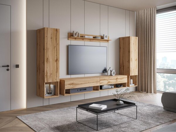 Obývací stěna Wikez II, Barva: černý grafit, Osvětlení: osvětlení LED - bílé 5903211390654
