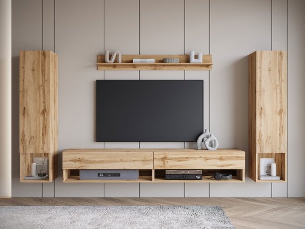 Obývací stěna Wikez II, Barva: černý grafit, Osvětlení: osvětlení LED - bílé 5903211390654