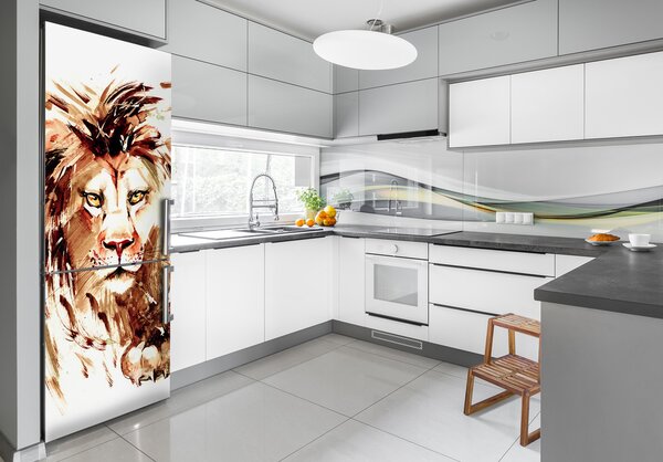Nálepka s fotografií na ledničku Stěna lev FridgeStick-70x190-f-81733237