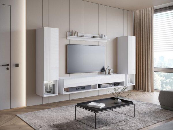Obývací stěna Wikez II, Barva: černý grafit, Osvětlení: osvětlení LED - bílé 5903211390654