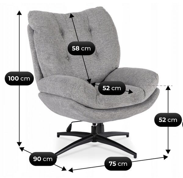 Křeslo s taburetkou Famot (šedá). Akce -16%