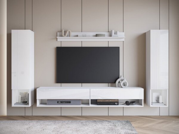 Obývací stěna Wikez II, Barva: černý grafit, Osvětlení: osvětlení LED - bílé 5903211390654