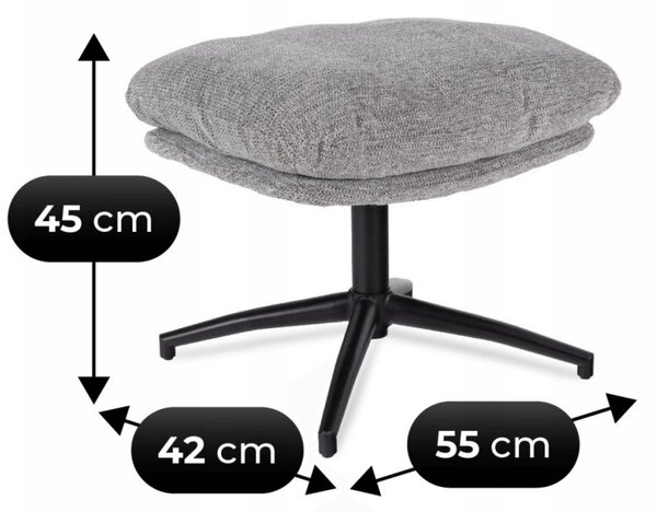 Křeslo s taburetkou Famot (šedá). Akce -16%