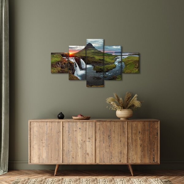 Obraz - Kirkjufell při západu slunce (125x70 cm)