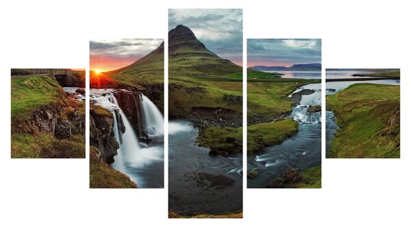 Obraz - Kirkjufell při západu slunce (125x70 cm)