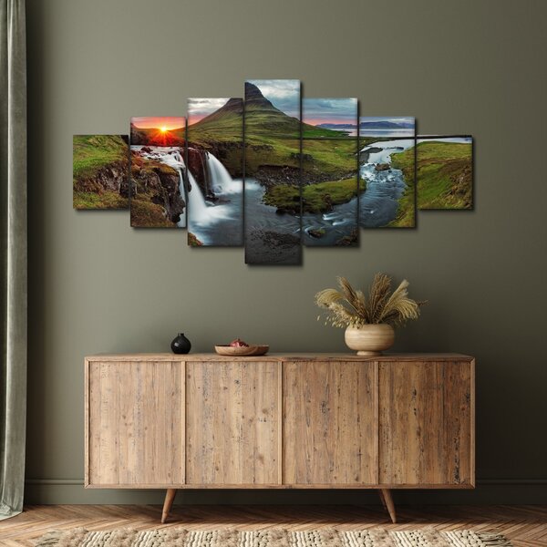 Obraz - Kirkjufell při západu slunce (210x100 cm)