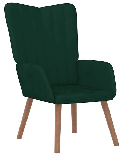 Relaxační křeslo tmavě zelené samet 327657