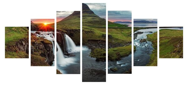 Obraz - Kirkjufell při západu slunce (210x100 cm)