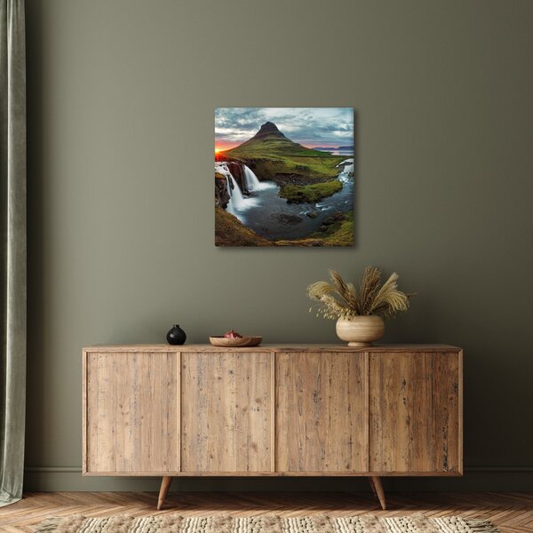 Obraz - Kirkjufell při západu slunce (30x30 cm)
