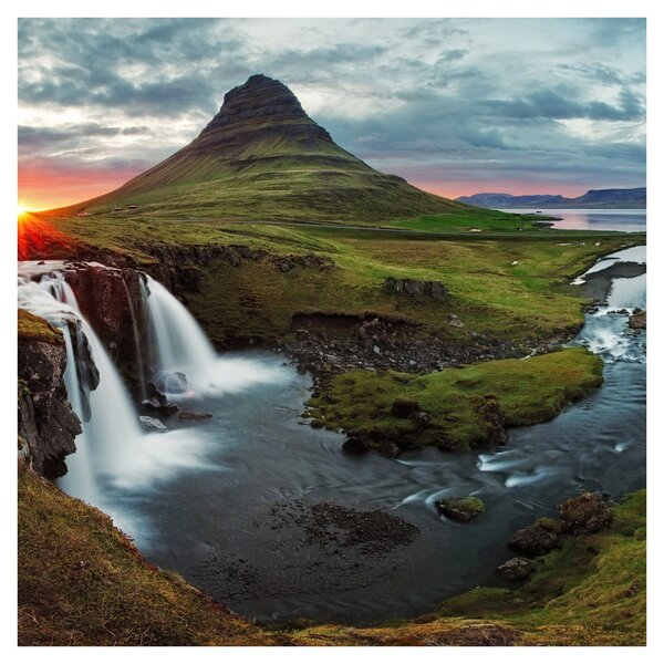 Obraz - Kirkjufell při západu slunce (30x30 cm)