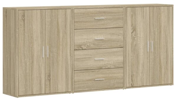 Příborníky 3 ks dub sonoma 60 x 31 x 84 cm kompozitní dřevo 3276576