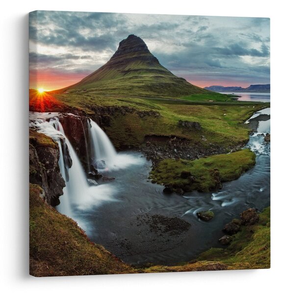 Obraz - Kirkjufell při západu slunce (30x30 cm)