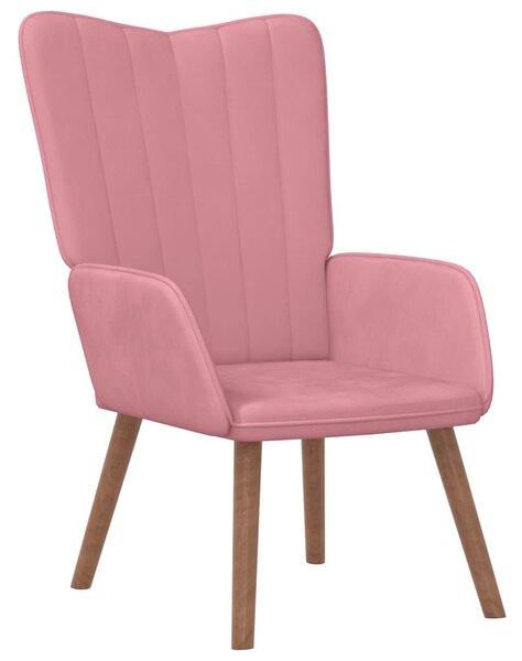 Relaxační křeslo růžové samet 327659