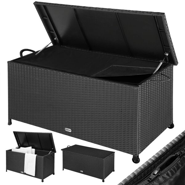 Polyratanový úložný box RICCO, 117 x 53 x 60cm, černá Casaria