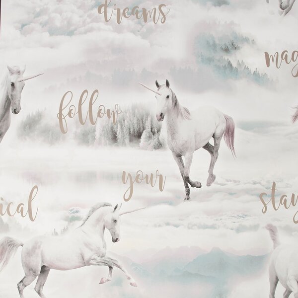 Romantická papírová tapeta Jednorožec, 106941, Unicorn Dreamland, Kids@Home 6, Graham & Brown