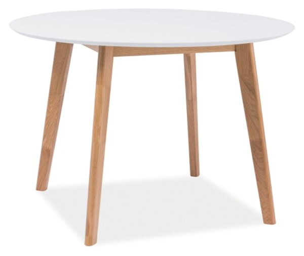 SIGNAL Jídelní stůl - MOSSO II, 100x100, matná bílá/dub