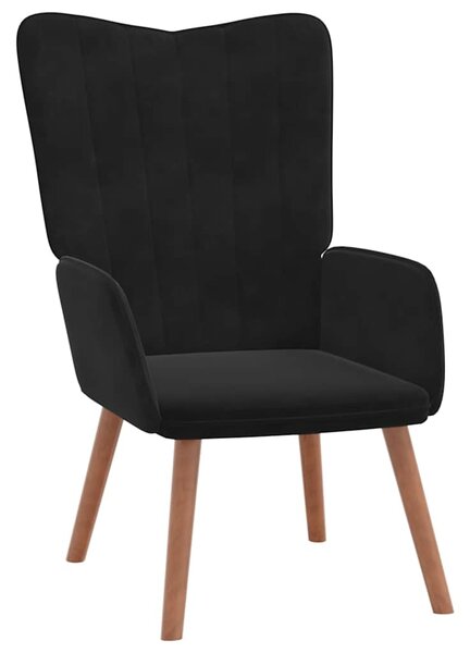 Relaxační křeslo se stoličkou černé samet 327672